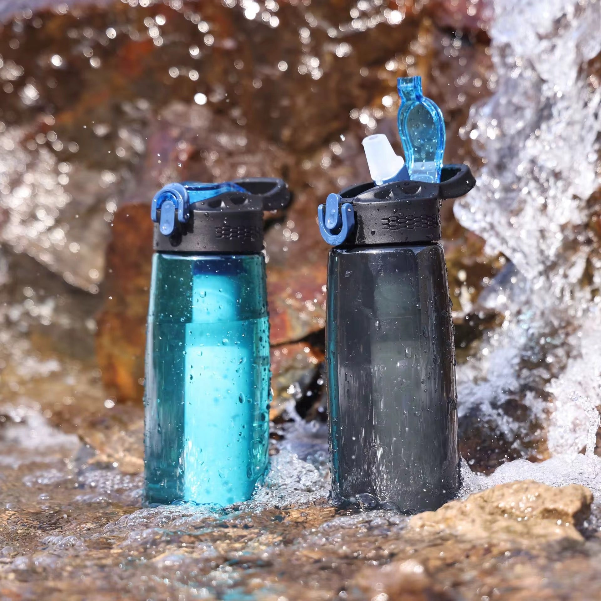 Gourde filtrante NaturaTrail noir 650ml pour randonnée, trail et camping – filtration instantanée 99,9% des bactéries et protozoaires