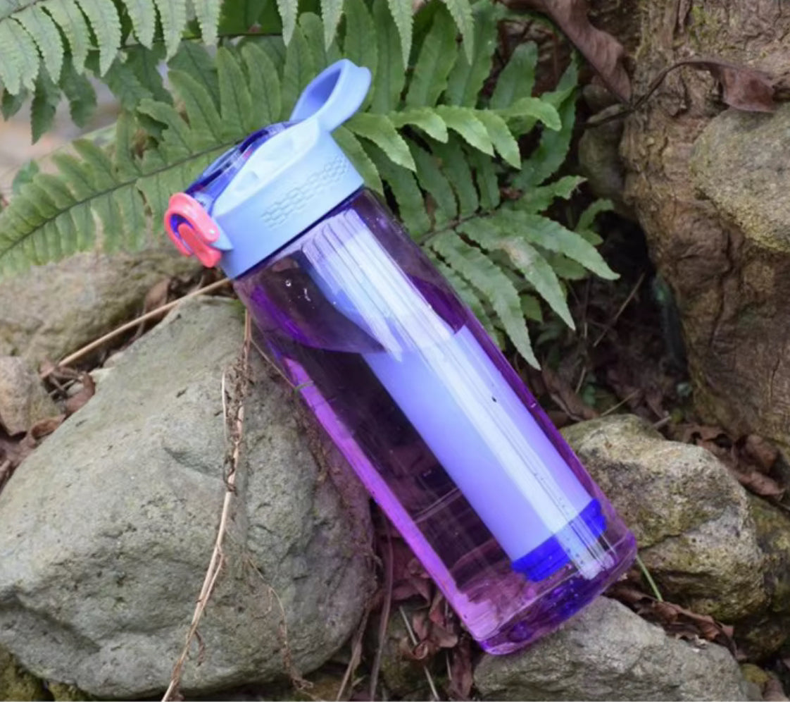 Gourde filtrante NaturaTrail violette pour orientation en randonnée et survie